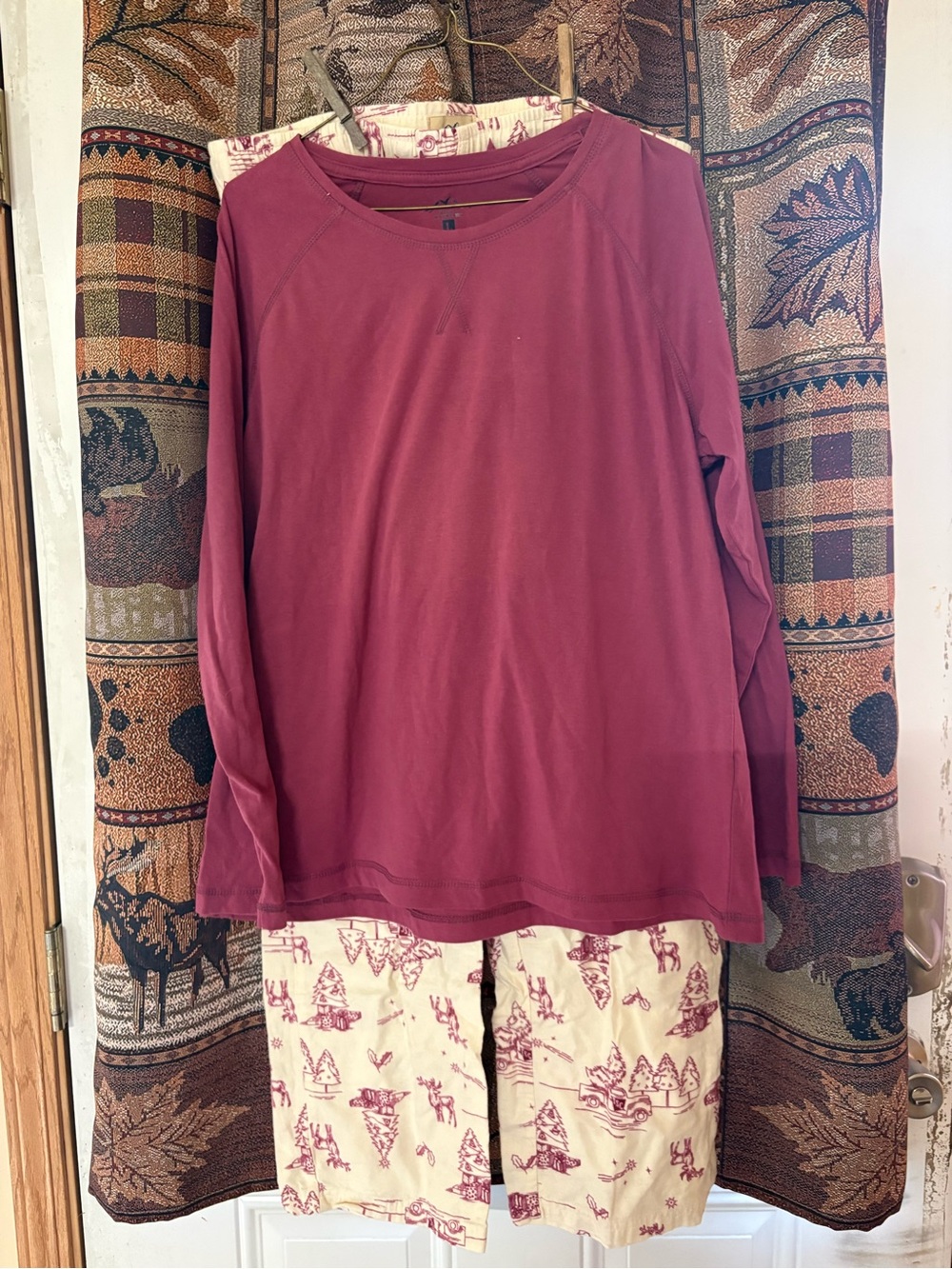 Women’s Long Sleeve Pajama Set in Deep Mauve